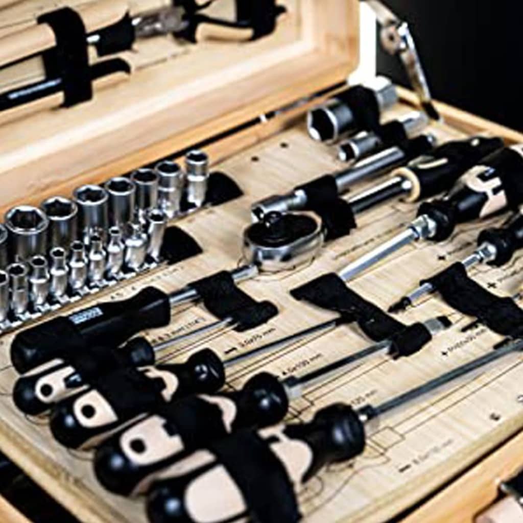 Brüder Mannesmann Set De Scule, 108 Piese, Carcasă Din Bambus