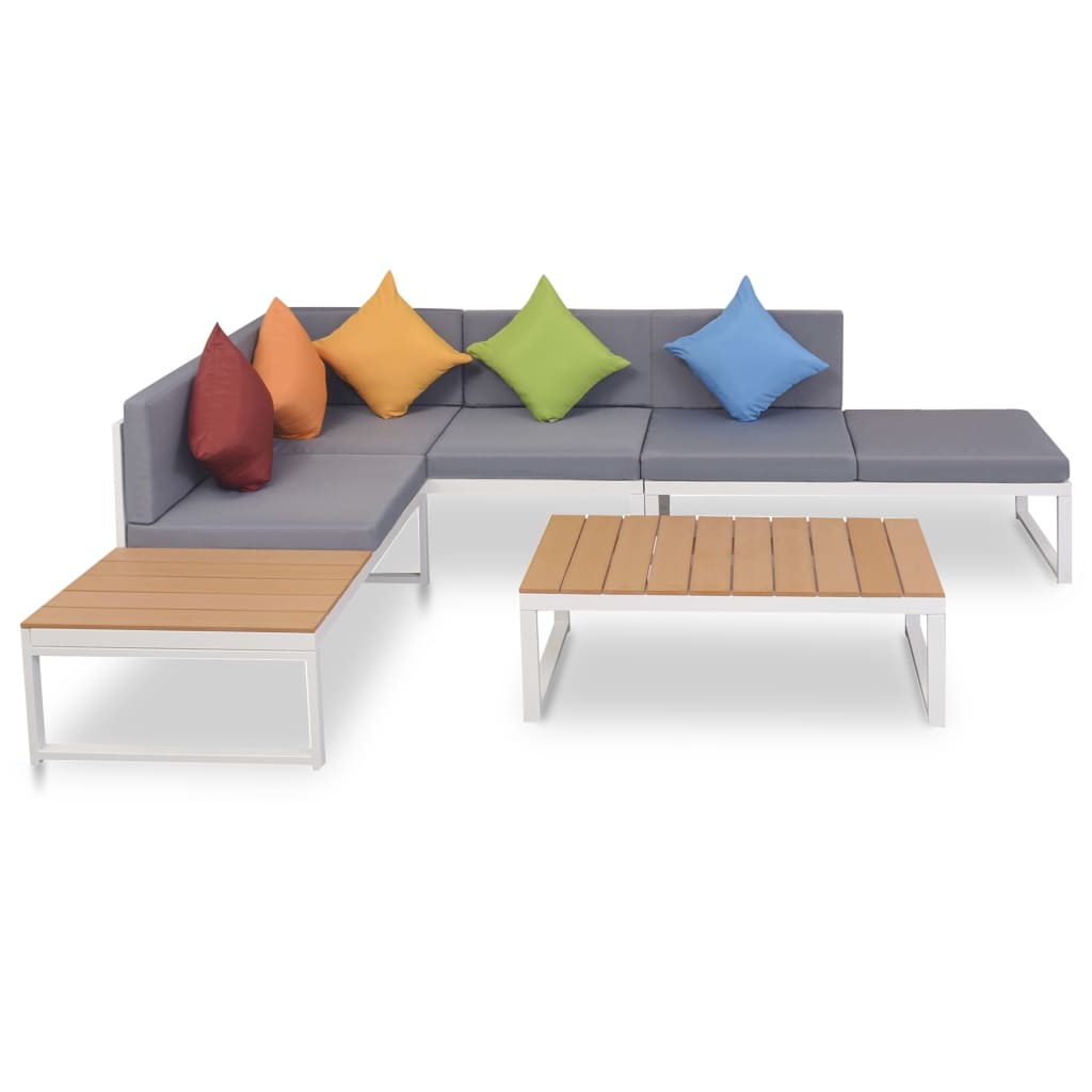 Vixl Set Mobilier De Grădină Cu Perne, 4 Piese, Aluminiu Și Wpc