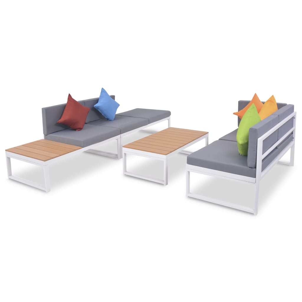 Vixl Set Mobilier De Grădină Cu Perne, 4 Piese, Aluminiu Și Wpc