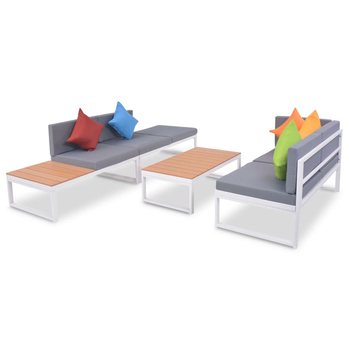 Vixl Set Mobilier De Grădină Cu Perne, 4 Piese, Aluminiu Și Wpc