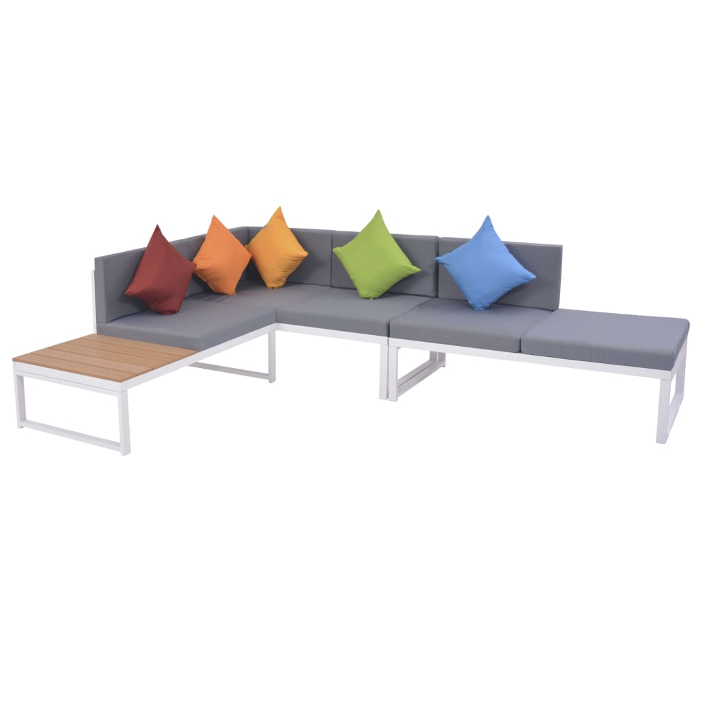 Vixl Set Mobilier De Grădină Cu Perne, 4 Piese, Aluminiu Și Wpc