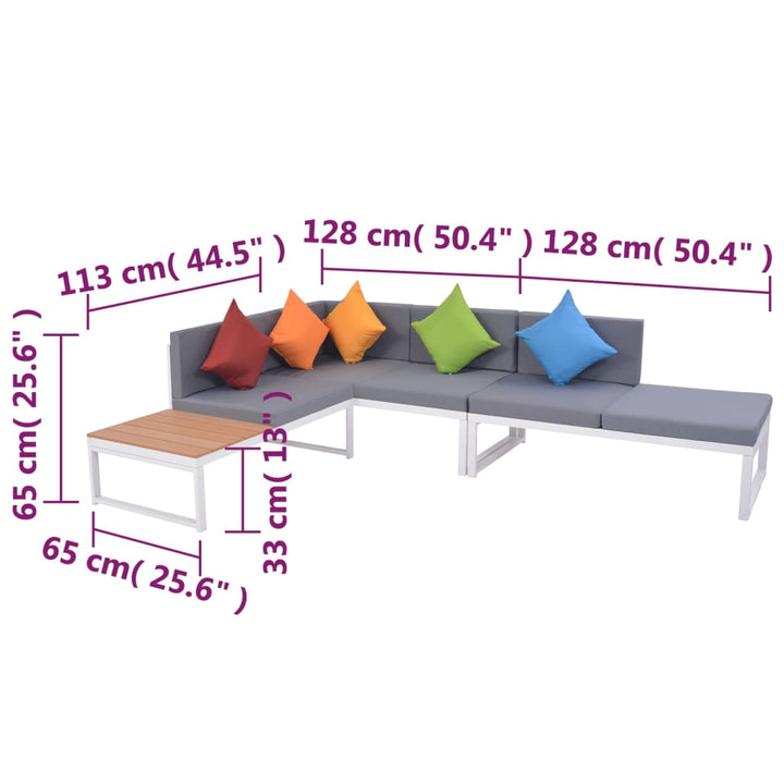 Vixl Set Mobilier De Grădină Cu Perne, 4 Piese, Aluminiu Și Wpc
