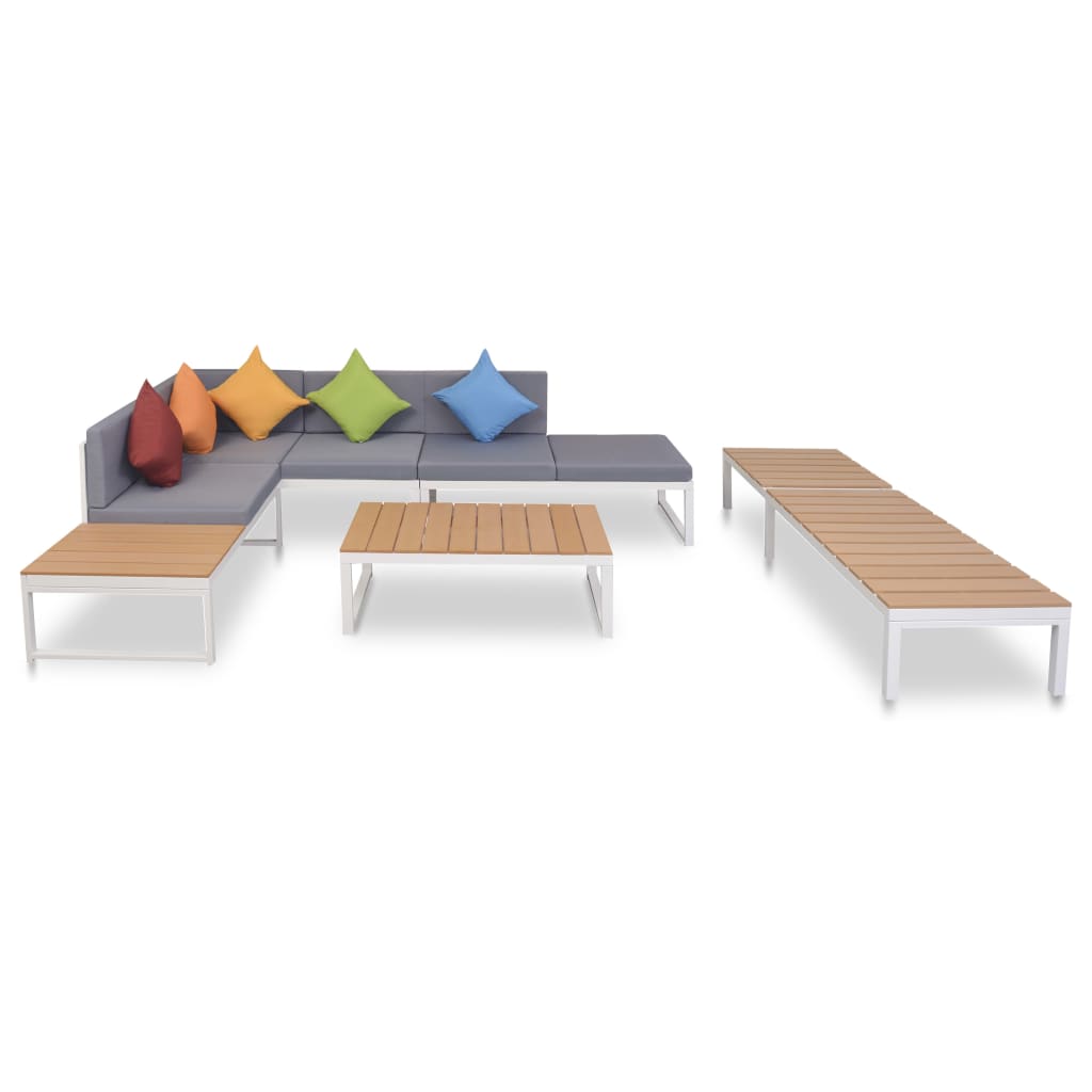 Vixl Set Mobilier De Grădină Cu Perne, 4 Piese, Aluminiu Și Wpc