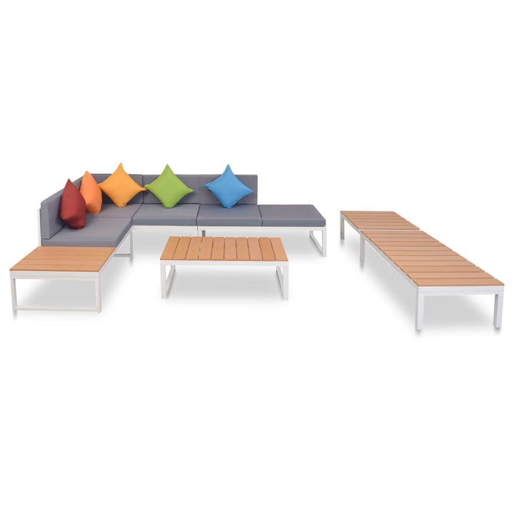 Vixl Set Mobilier De Grădină Cu Perne, 4 Piese, Aluminiu Și Wpc