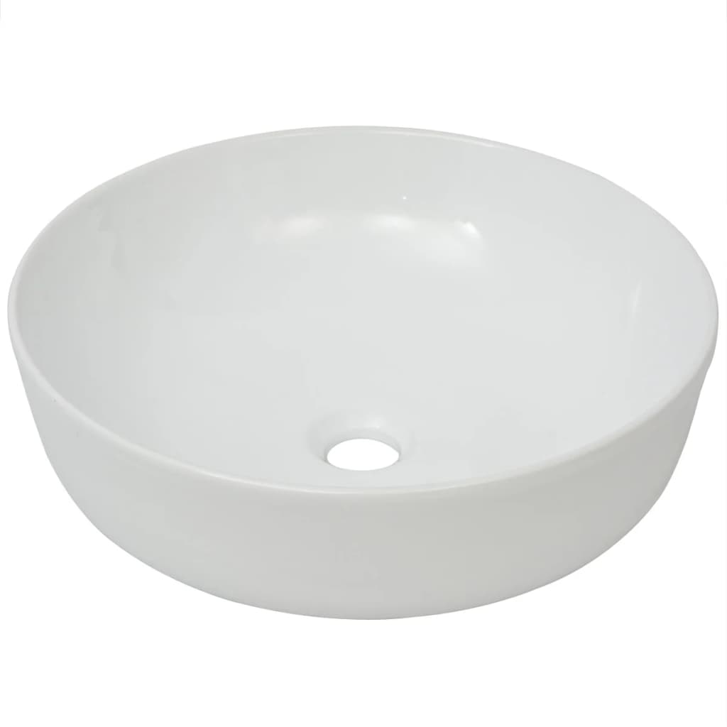 Chiuvetă De Baie Din Ceramică, Rotundă, 41,5 X 13,5 Cm, Alb
