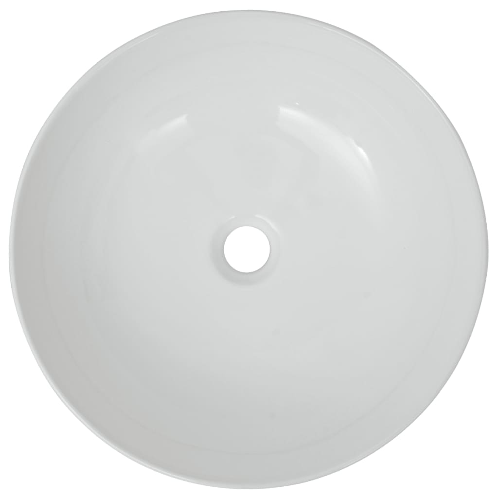 Chiuvetă De Baie Din Ceramică, Rotundă, 41,5 X 13,5 Cm, Alb