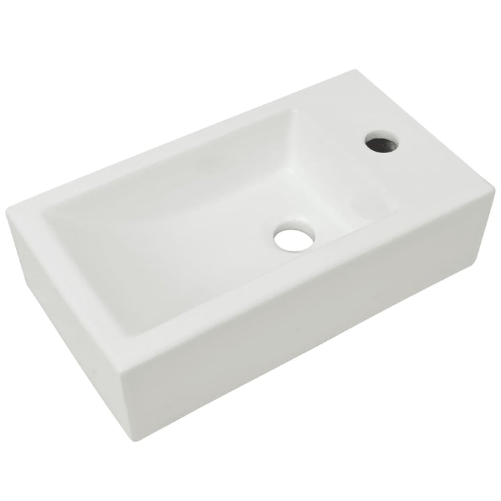 Chiuvetă Ceramică Dreptunghiulară Cu Preaplin 46X25,5X12 Cm Alb