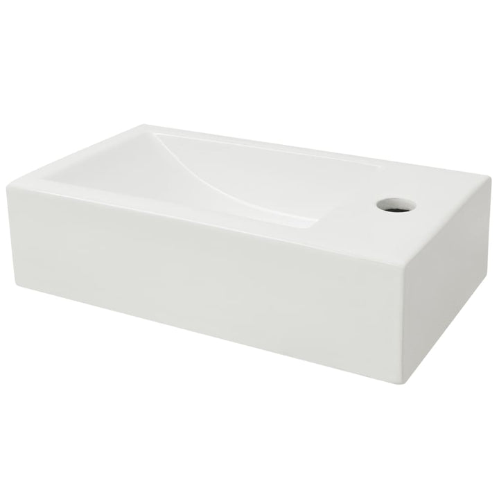 Chiuvetă Ceramică Dreptunghiulară Cu Preaplin 46X25,5X12 Cm Alb
