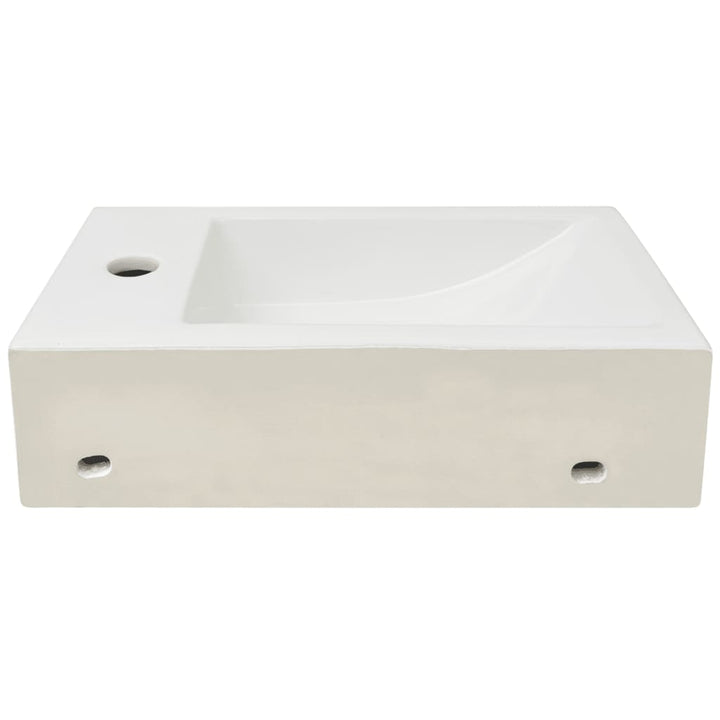 Chiuvetă Ceramică Dreptunghiulară Cu Preaplin 46X25,5X12 Cm Alb