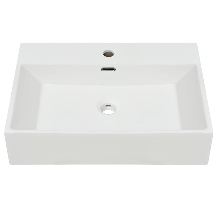 Chiuvetă Cu Orificiu Robinet, Ceramică 60,5X42,5X14,5 Cm, Alb