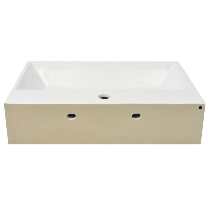 Chiuvetă Cu Orificiu Robinet, Ceramică 60,5X42,5X14,5 Cm, Alb