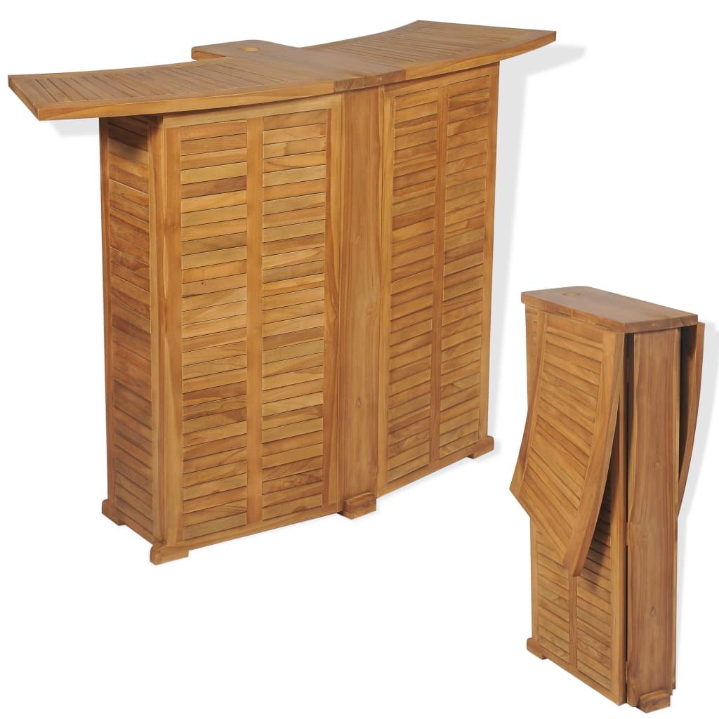 Masă De Bar Pliabilă, 155 X 53 X 105 Cm, Lemn Masiv De Tec
