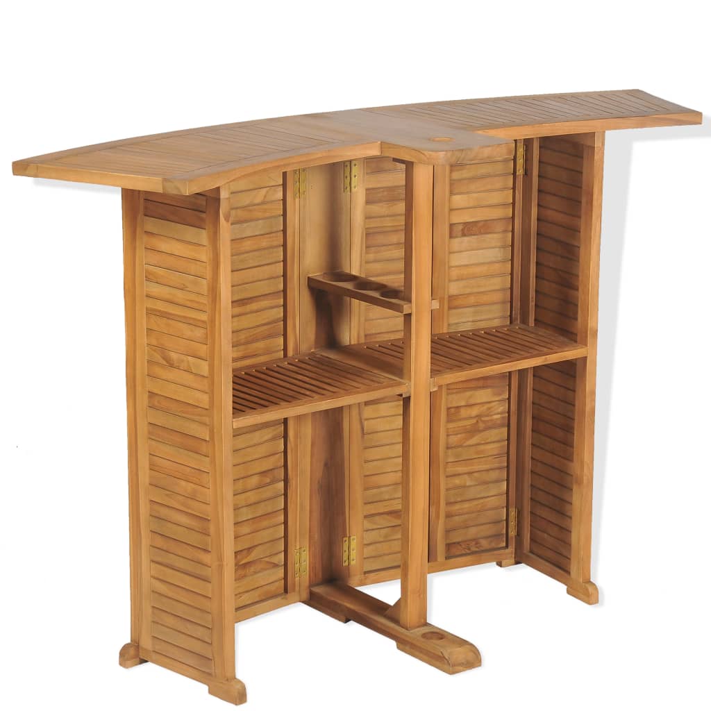 Masă De Bar Pliabilă, 155 X 53 X 105 Cm, Lemn Masiv De Tec