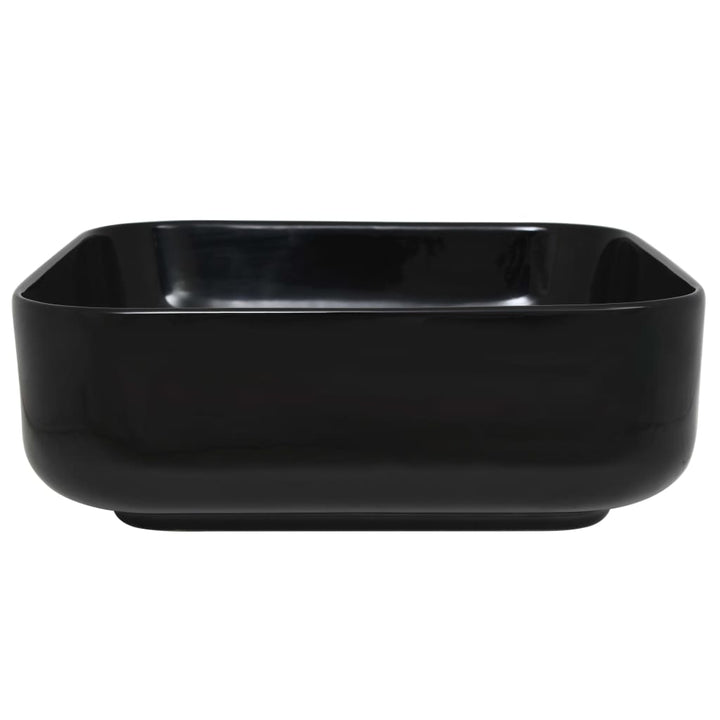 Chiuvetă De Baie Din Ceramică, Pătrată, Negru, 38X38X13,5 Cm