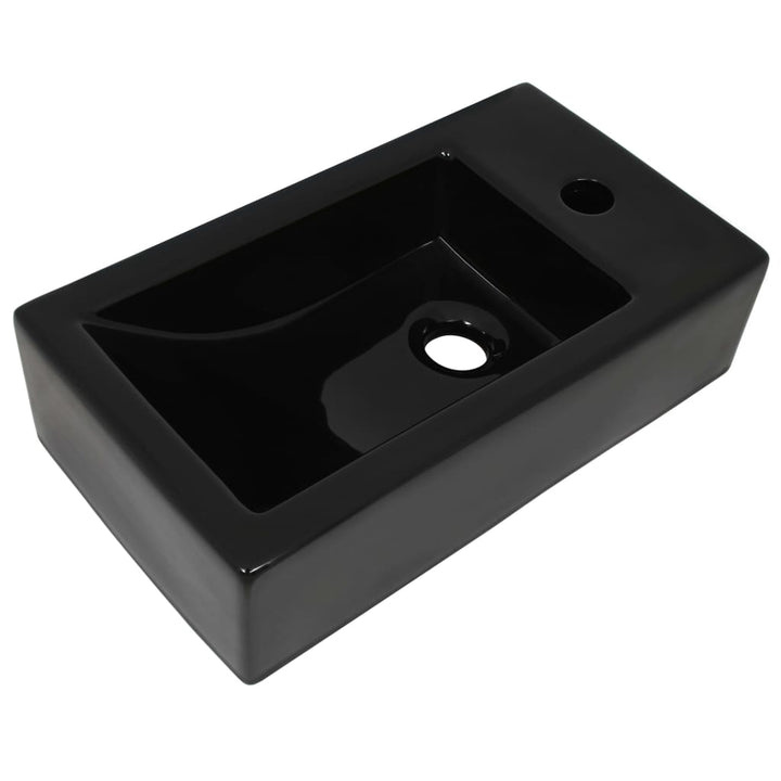 Chiuvetă Cu Orificiu Robinet, Negru, 46X25,5X12, Ceramică