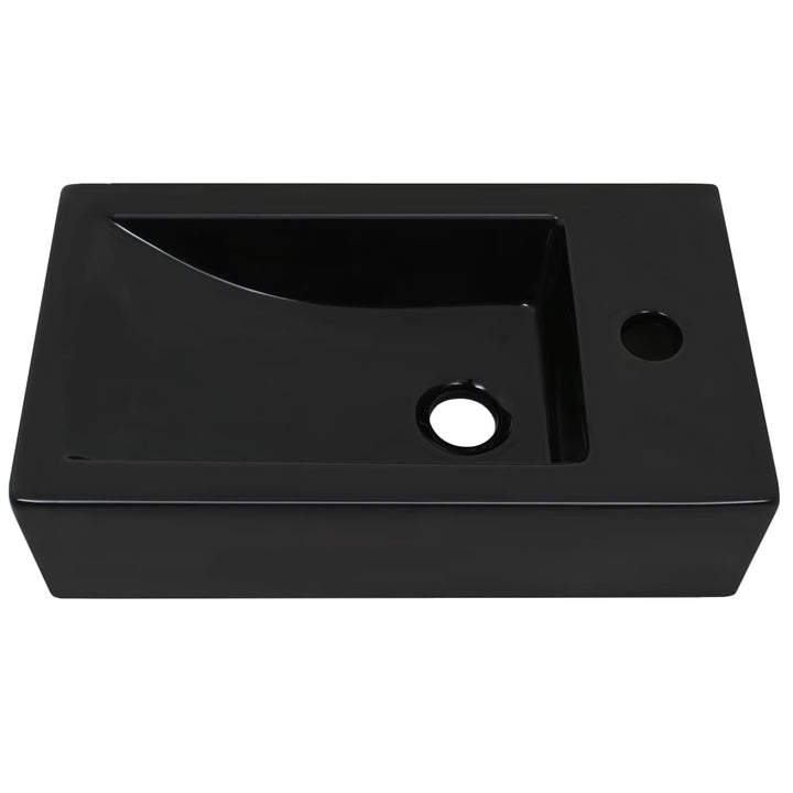 Chiuvetă Cu Orificiu Robinet, Negru, 46X25,5X12, Ceramică