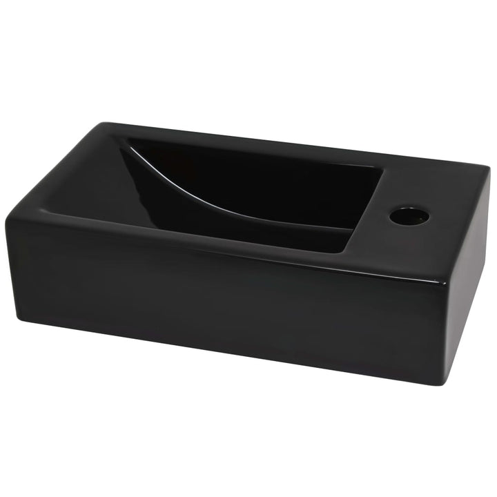 Chiuvetă Cu Orificiu Robinet, Negru, 46X25,5X12, Ceramică