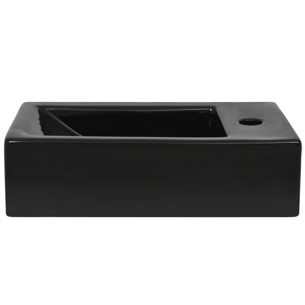 Chiuvetă Cu Orificiu Robinet, Negru, 46X25,5X12, Ceramică