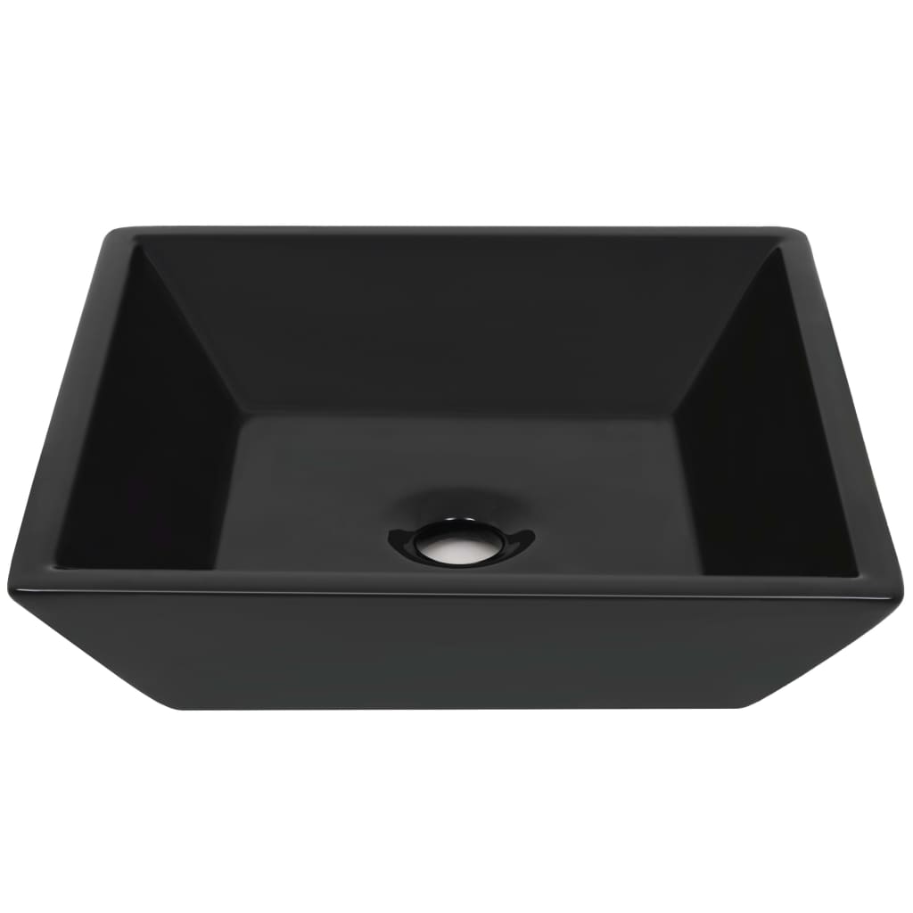 Chiuvetă Ceramică Pătrată, Negru, 41,5X41,5X12 Cm