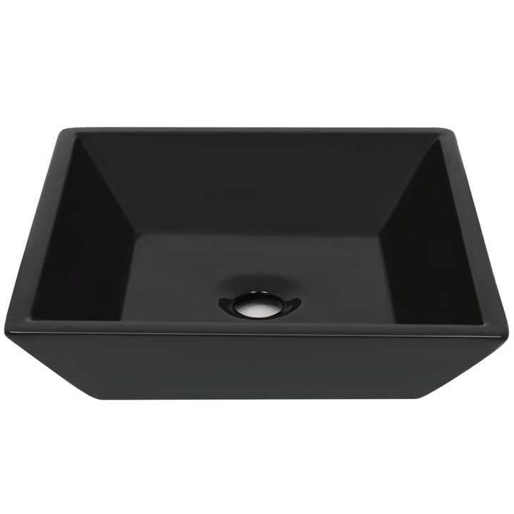 Chiuvetă Ceramică Pătrată, Negru, 41,5X41,5X12 Cm