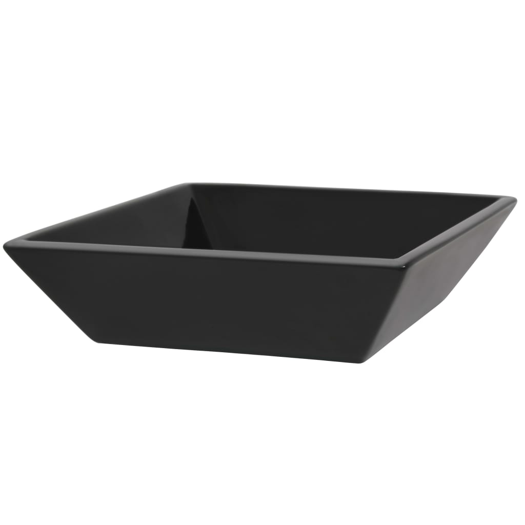 Chiuvetă Ceramică Pătrată, Negru, 41,5X41,5X12 Cm