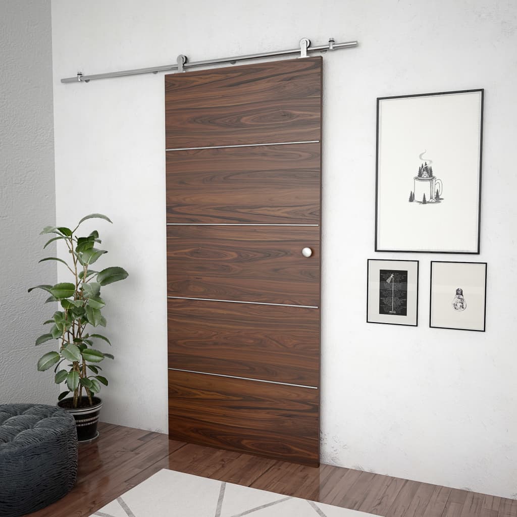Set Piese Pentru Ușă Glisantă, Argintiu, 183 Cm Oțel Inoxidabil