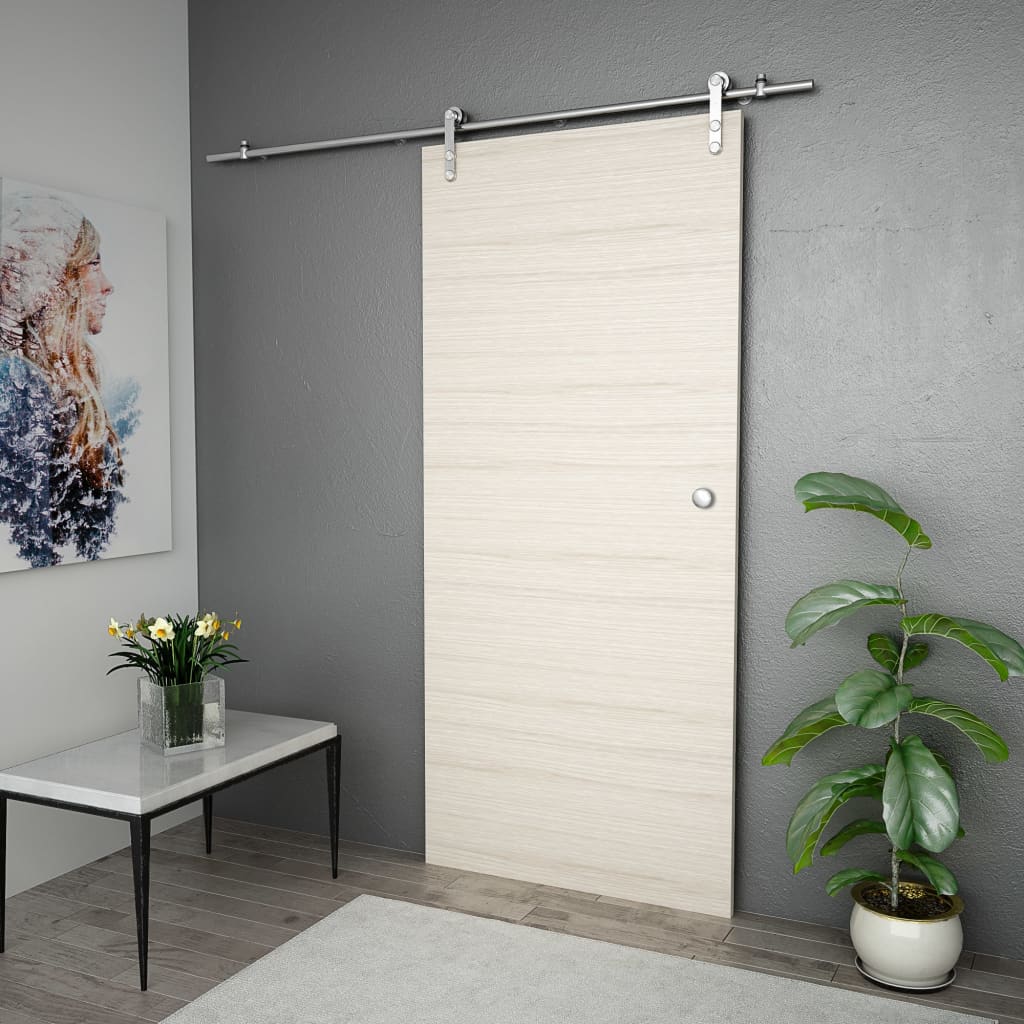 Set Piese Pentru Ușă Glisantă, Argintiu, 183 Cm Oțel Inoxidabil