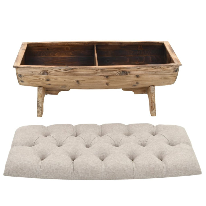 Bancă Depozitare, Lemn Masiv Și Material Textil 103X51X44 Cm