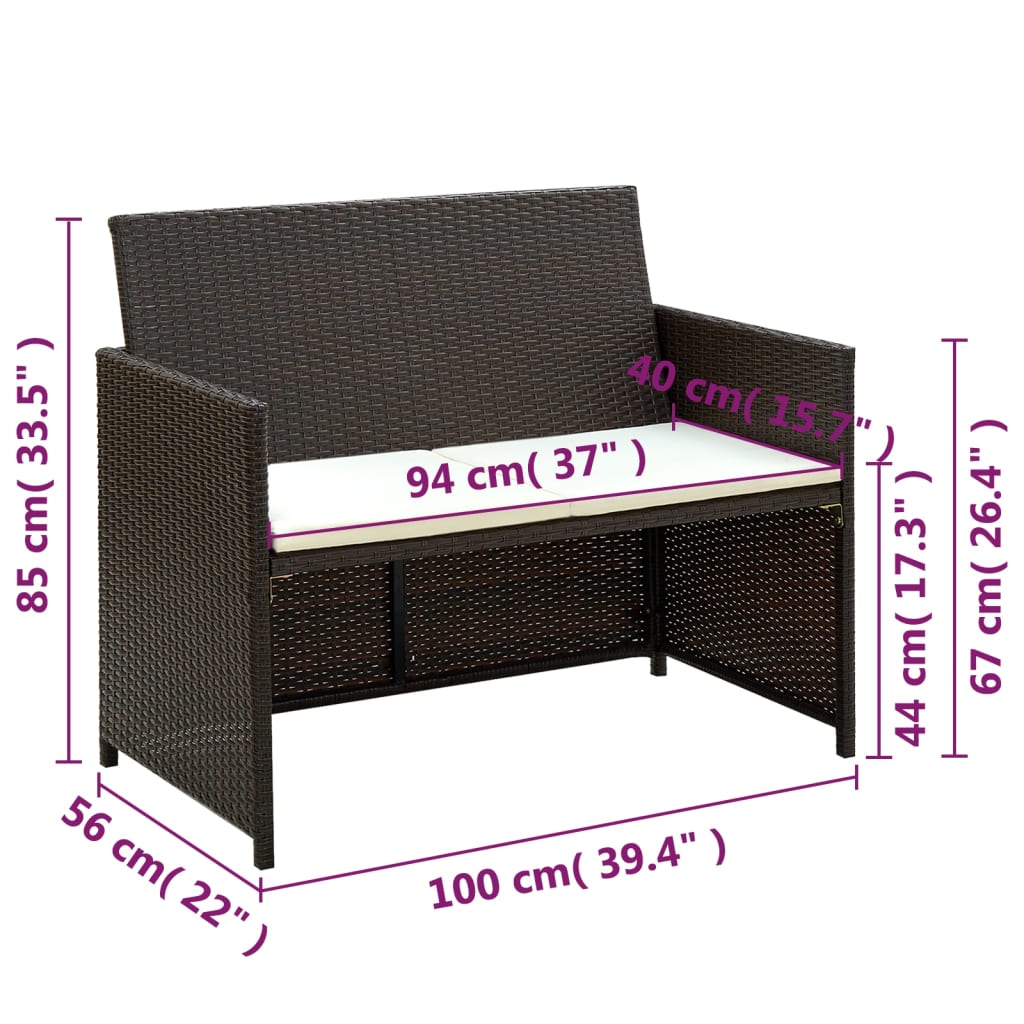 Vixl Set Mobilier De Grădină Cu Perne, 4 Piese, , Poliratan