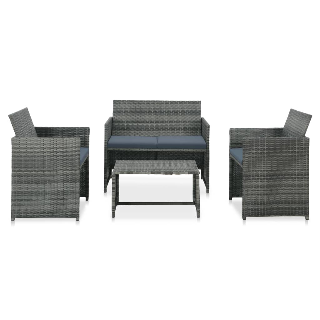 Vixl Set Mobilier De Grădină Cu Perne, 4 Piese, , Poliratan