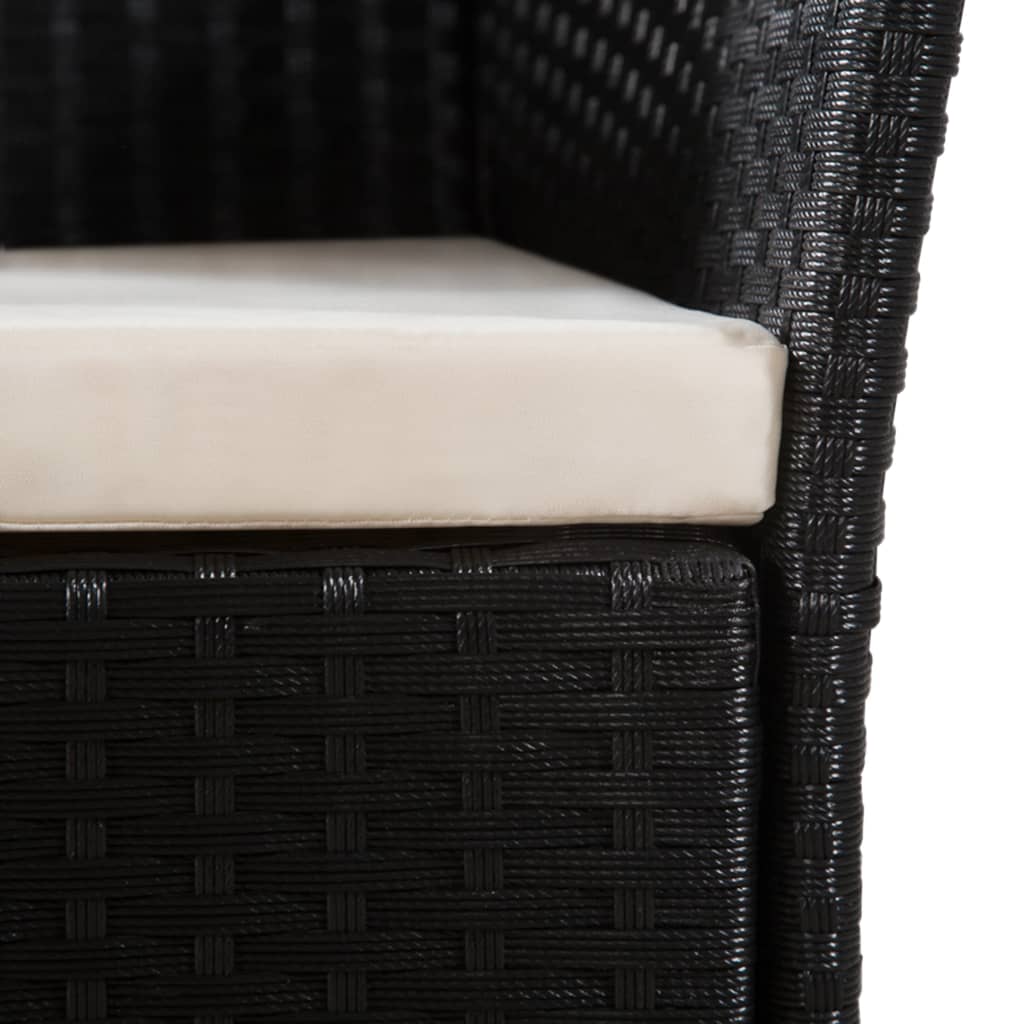 Vixl Set Mobilier De Exterior, 7 Piese, Negru Și Maro, Poliratan