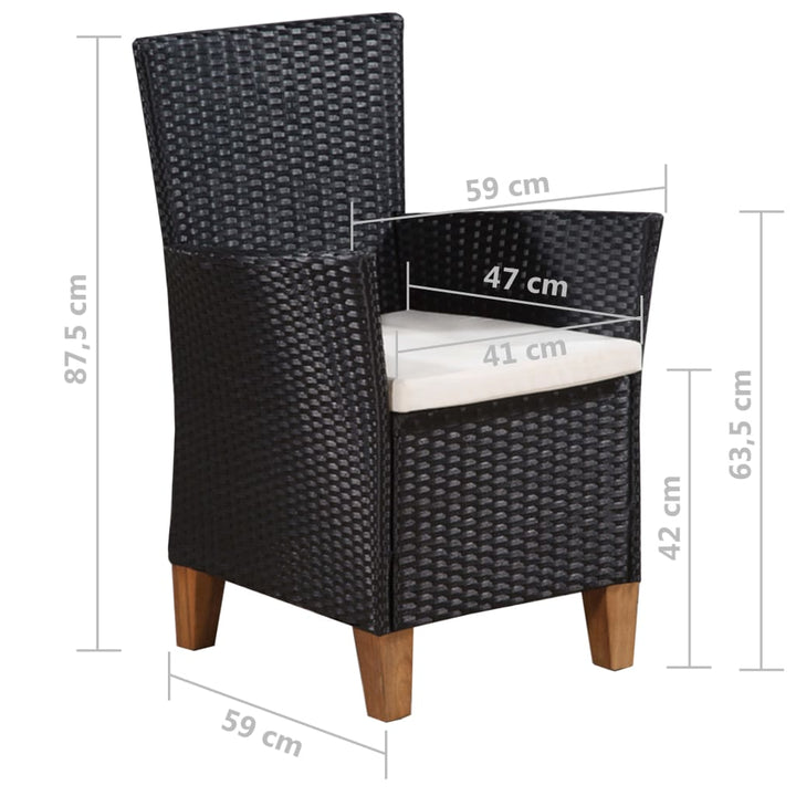 Vixl Set Mobilier De Exterior, 7 Piese, Negru Și Maro, Poliratan