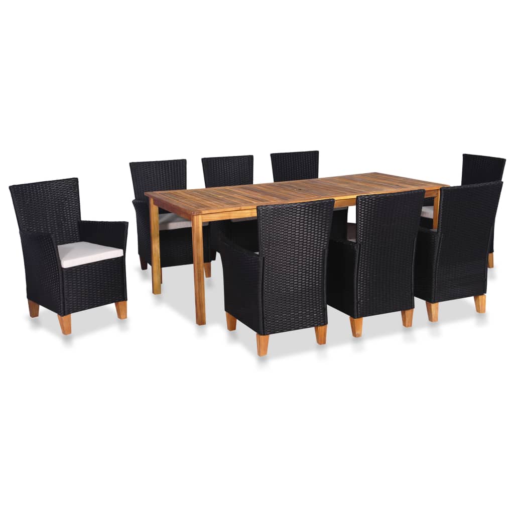 Vixl Set Mobilier De Exterior, 7 Piese, Negru Și Maro, Poliratan