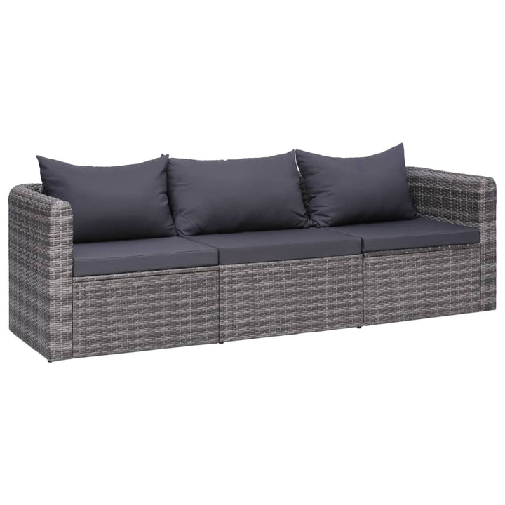 Set Canapea De Grădină Cu Perne, 4 Piese, Gri, Poliratan