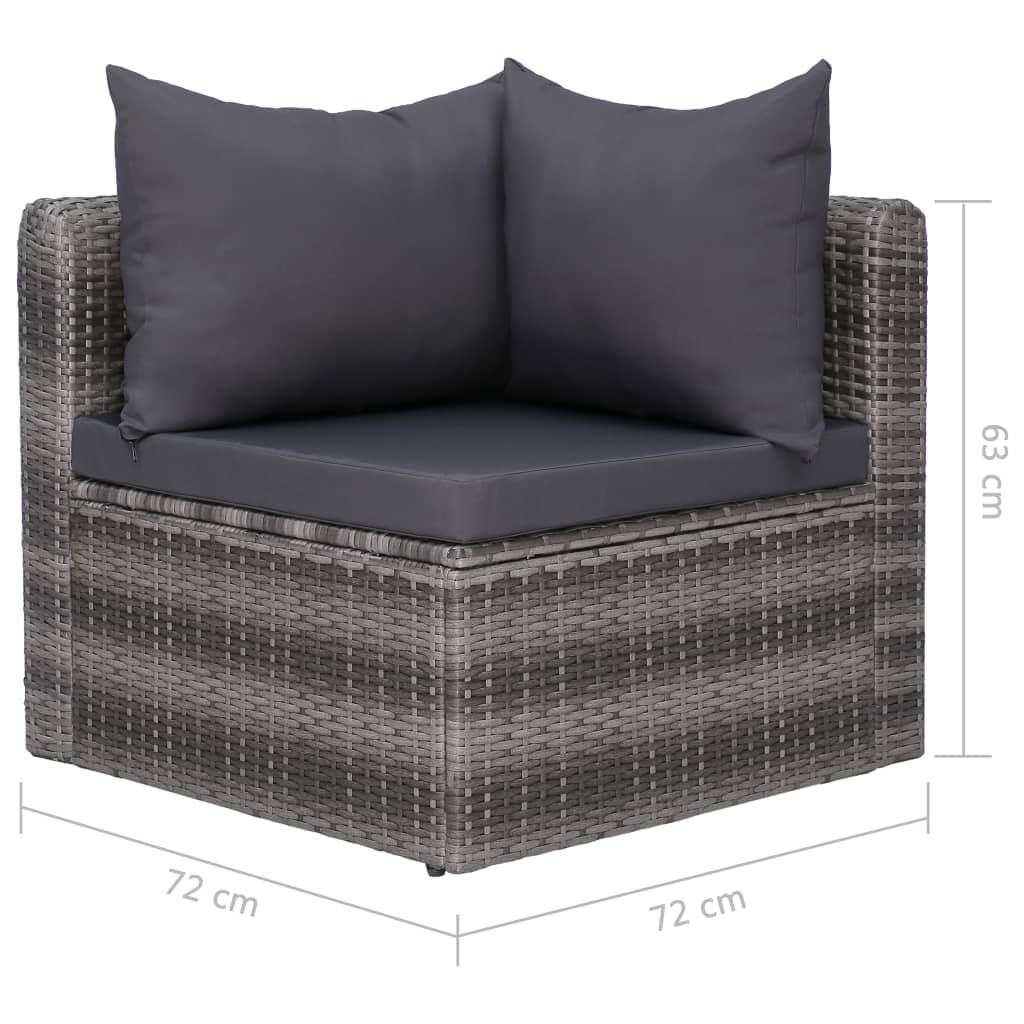 Set Canapea De Grădină Cu Perne, 4 Piese, Gri, Poliratan