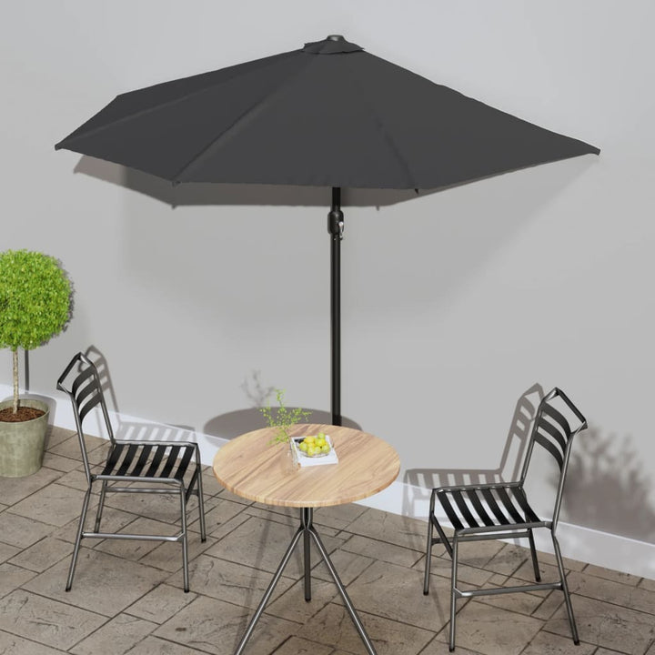 Umbrelă Balcon, Tijă Aluminiu Albastru 300X155X223Cm Semirotund