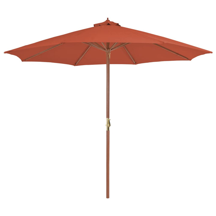 Umbrelă De Exterior Cu Stâlp Din Lemn, 300 Cm, Teracotă