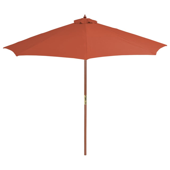 Umbrelă De Exterior Cu Stâlp Din Lemn, 300 Cm, Teracotă