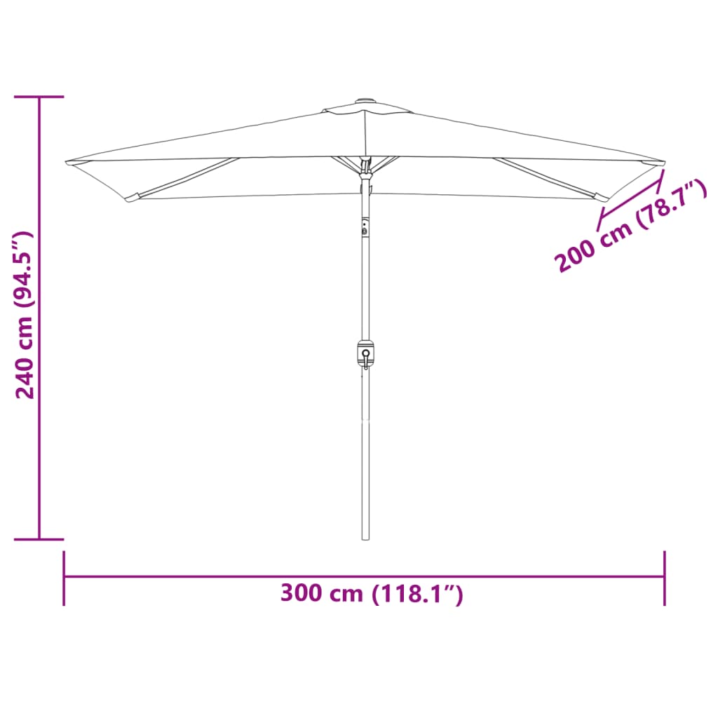 Umbrelă De Soare Exterior Stâlp Metalic, Bordo, 300X200 Cm