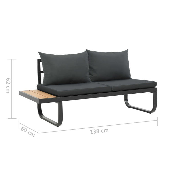 Set Canapea De Grădină Colțar Cu Perne, 2 Piese, Aluminiu, Wpc