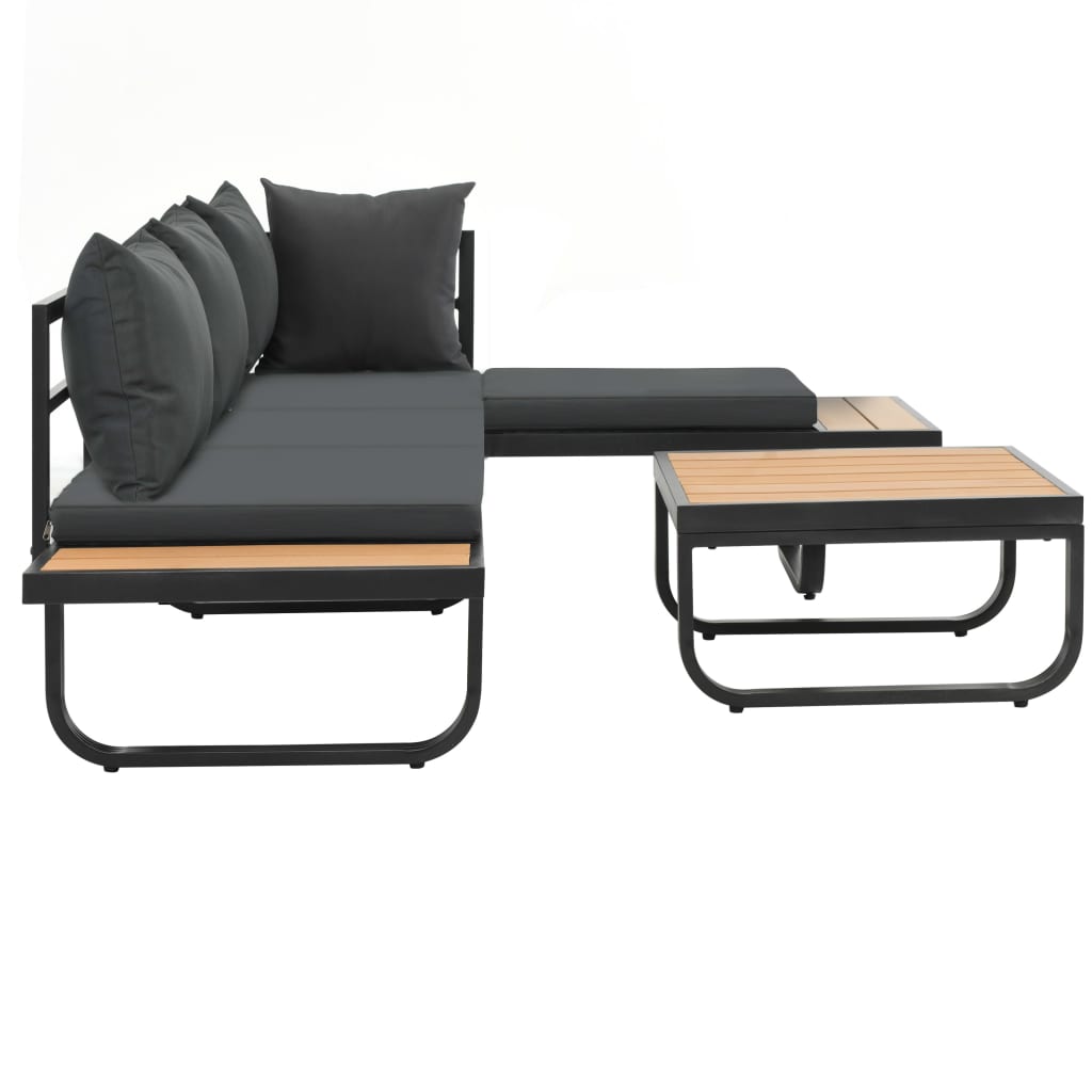 Set Canapea De Grădină Colțar Cu Perne, 2 Piese, Aluminiu, Wpc