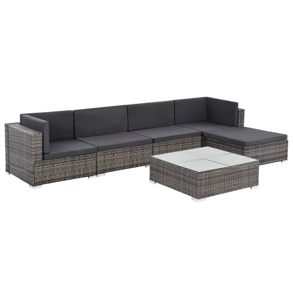 Vixl Set Mobilier De Grădină Cu Perne, 6 Piese, , Poliratan