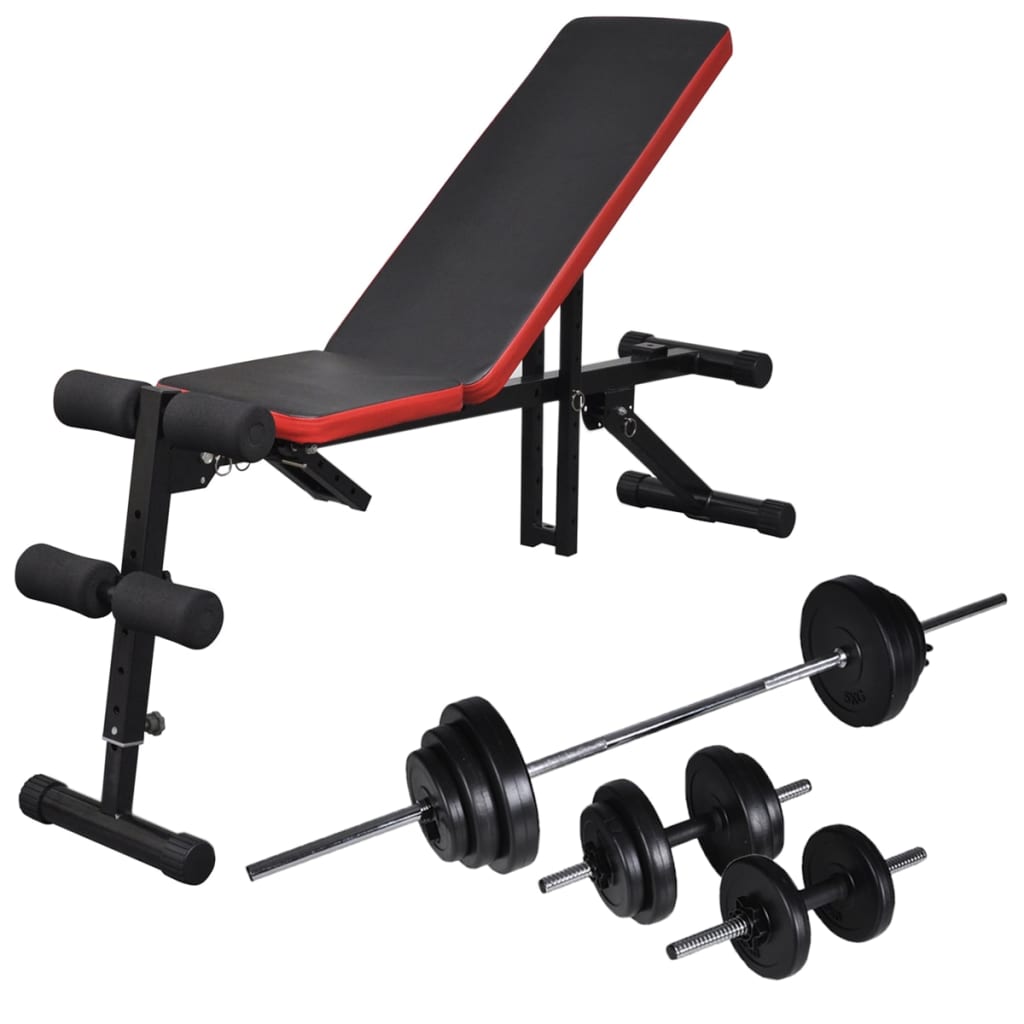 Bancă Reglabilă Pentru Abdomene Cu Set Haltere/Gantere 60,5 Kg
