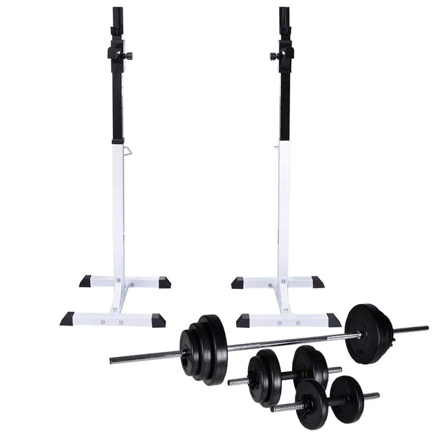 Suport Haltere Genuflexiuni Cu Halteră Și Set Gantere 30,5 Kg