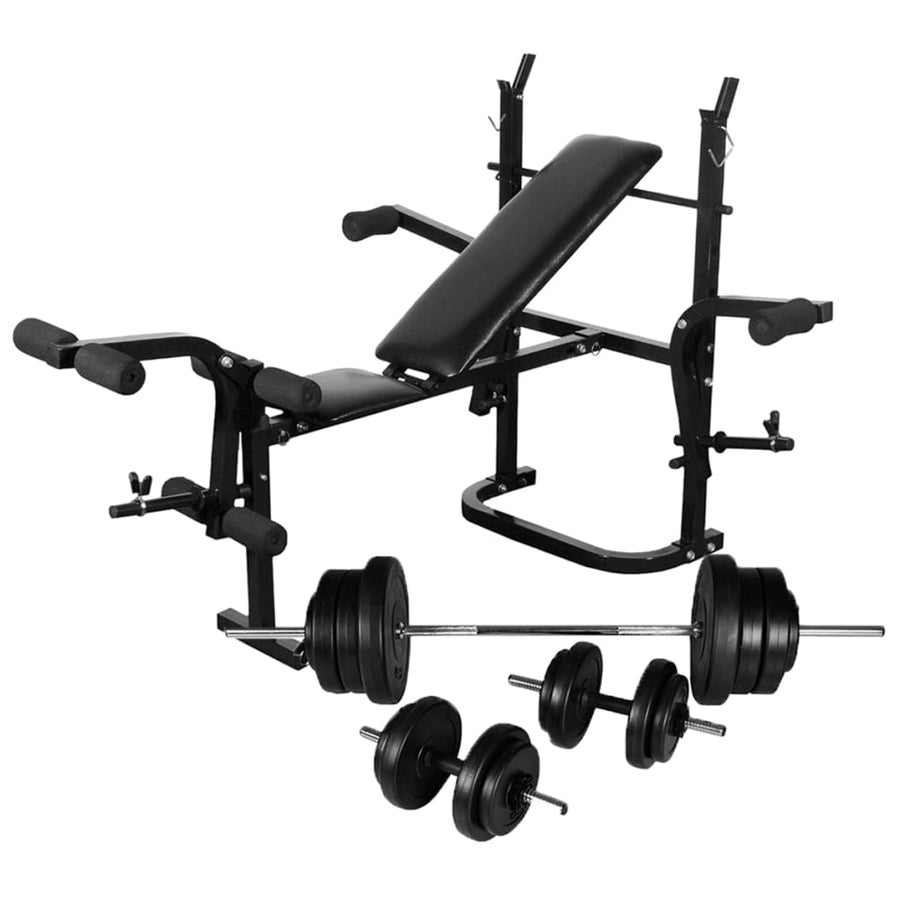 Bancă De Greutăți Cu Raft, Set De Gantere Și Haltere, 60,5Kg