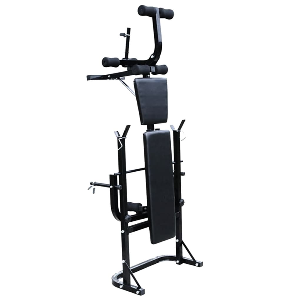 Bancă De Greutăți Cu Raft, Set De Gantere Și Haltere, 60,5Kg