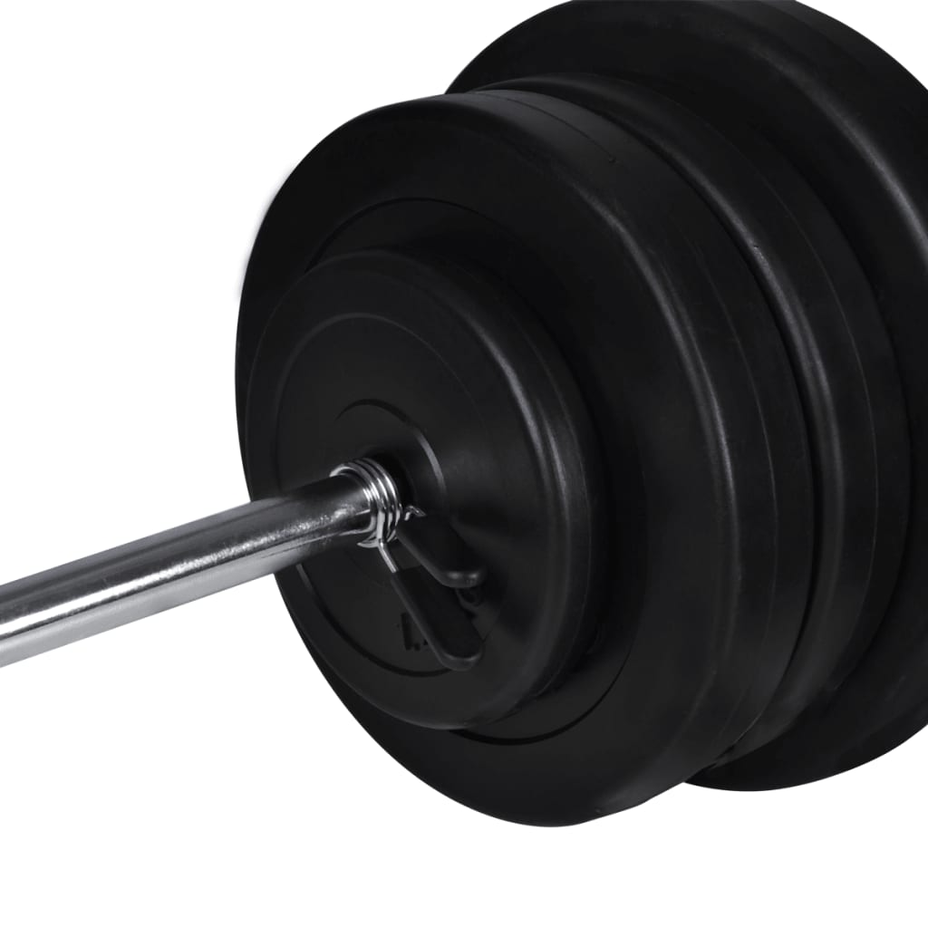 Bancă De Greutăți Cu Raft, Set De Gantere Și Haltere, 60,5Kg