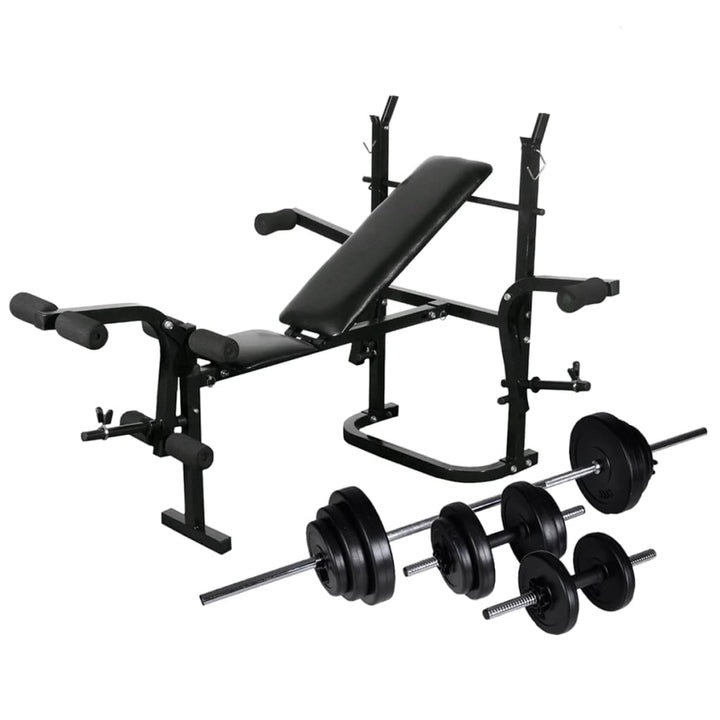 Bancă De Greutăți Cu Raft, Set De Gantere Și Haltere, 60,5Kg