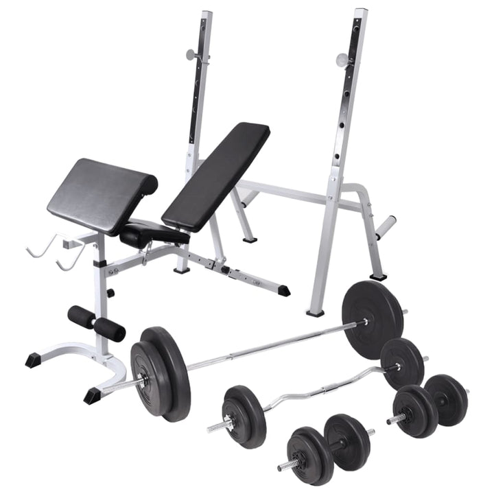 Bancă Antrenament Rastel Greutăți, Set Haltere/Gantere, 60,5Kg