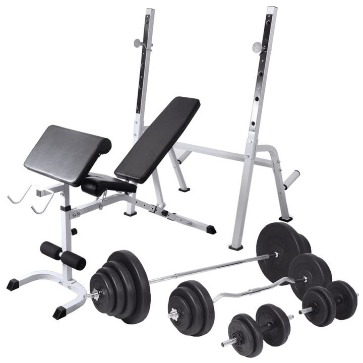 Bancă Antrenament Rastel Greutăți, Set Haltere/Gantere, 60,5Kg